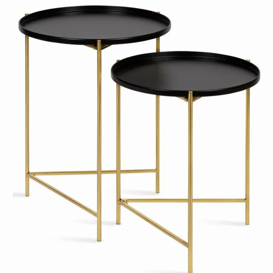 Coffee & Accent Tables * | Uniek Ulani Round Metal Accent Tables, Black