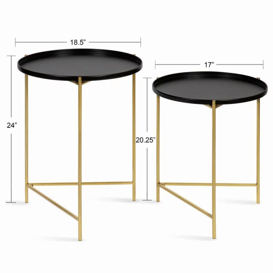 Coffee & Accent Tables * | Uniek Ulani Round Metal Accent Tables, Black