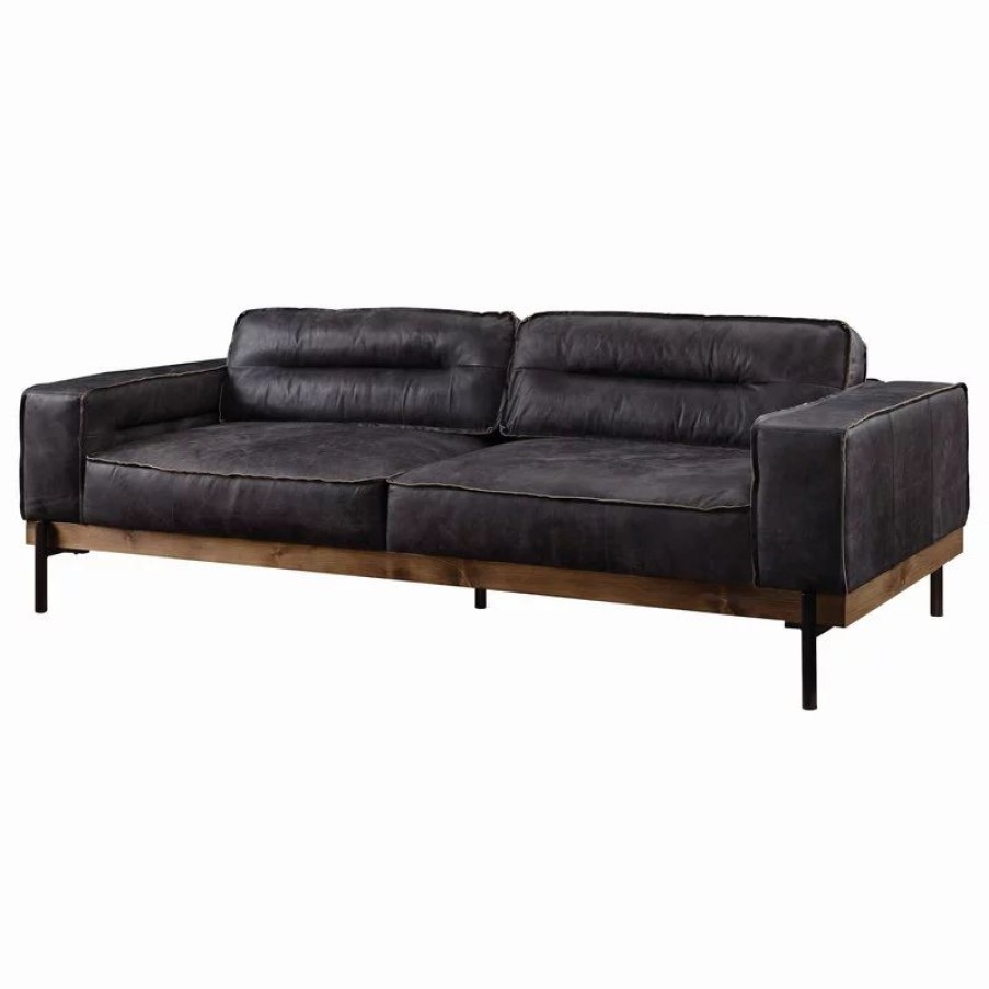 Sofas & Sectionals * | Acme Furniture Sofa, Antique Ebony Top Grain Leather