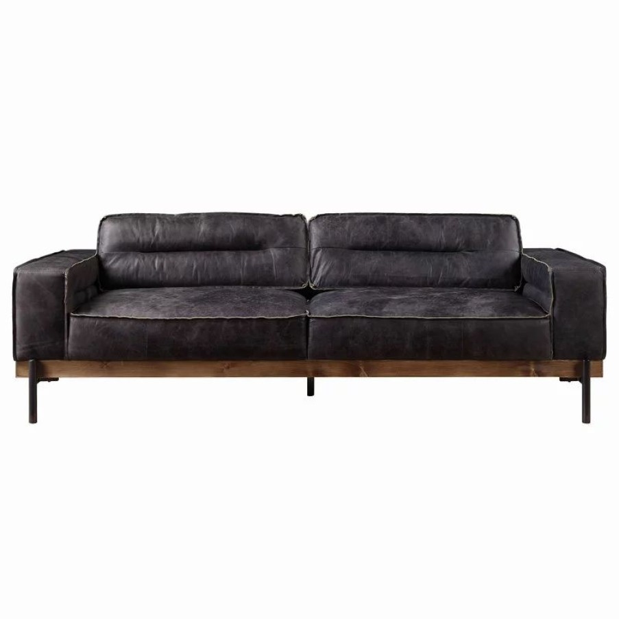 Sofas & Sectionals * | Acme Furniture Sofa, Antique Ebony Top Grain Leather