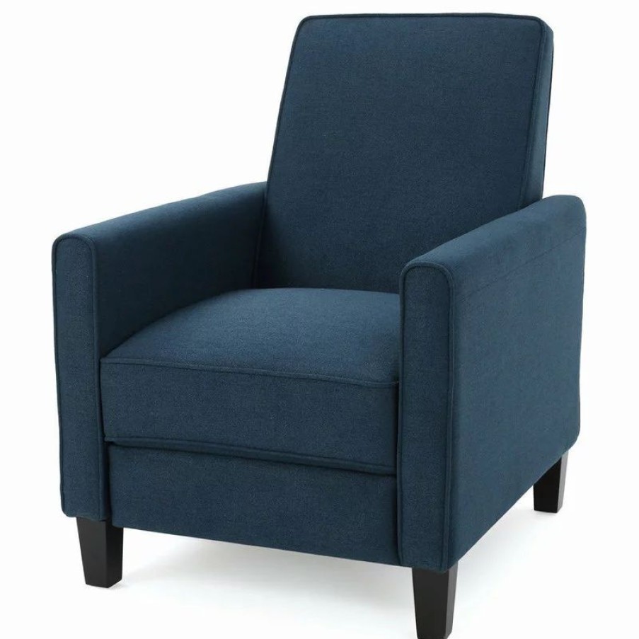 Chairs * | Gdfstudio Gdf Studio Hinus Indoor Upholstery Club Chair Recliner, Dark Blue