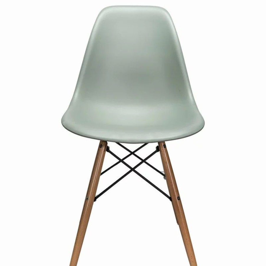 Chairs * | Cozyblock Nature Series Dsw Molded Dining Chair, Beech Wood Eiffel Legs, Moss Gray