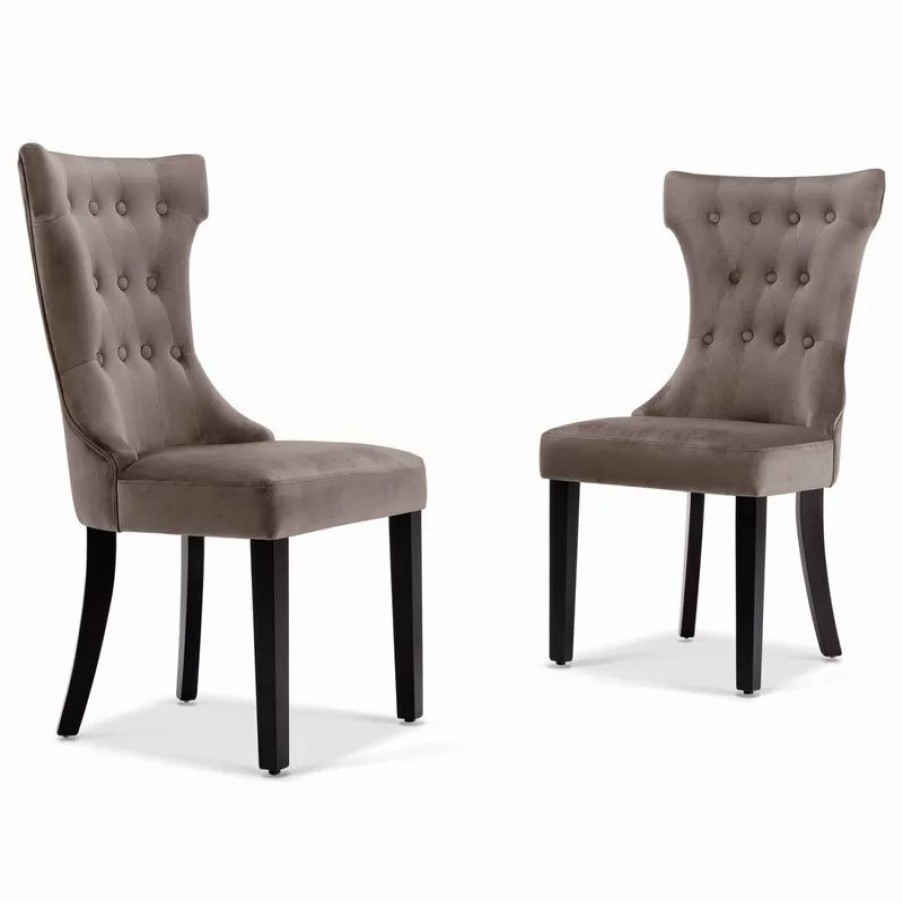 Chairs * | Belleze Parsons Elegant Tufted Upholstered Dining Chair, Set Of 2, Taupe