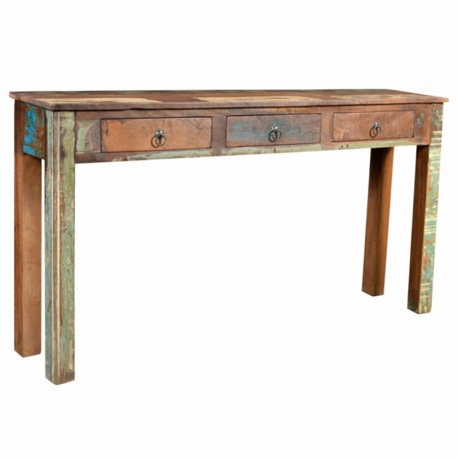 Console Tables * | Vida Xl International B.V. Vidaxl Console Table With 3 Drawers Reclaimed Wood Entryway Hall Furniture