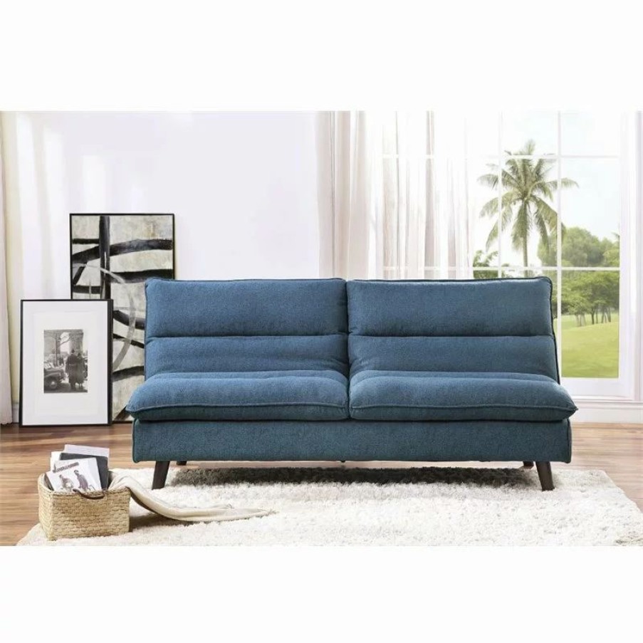 Sofas & Sectionals * | Domain Industries Inc. Lexicon Mackay Upholstered Click Clack Convertible Sofa In Blue