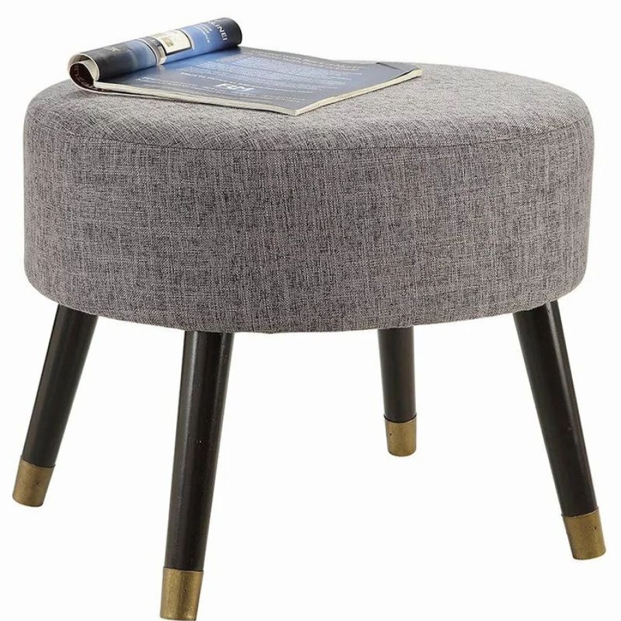 Footstools & Ottomans * | Convenience Concepts Designs4Comfort Mid-Century Ottoman Stool In Gray Fabric