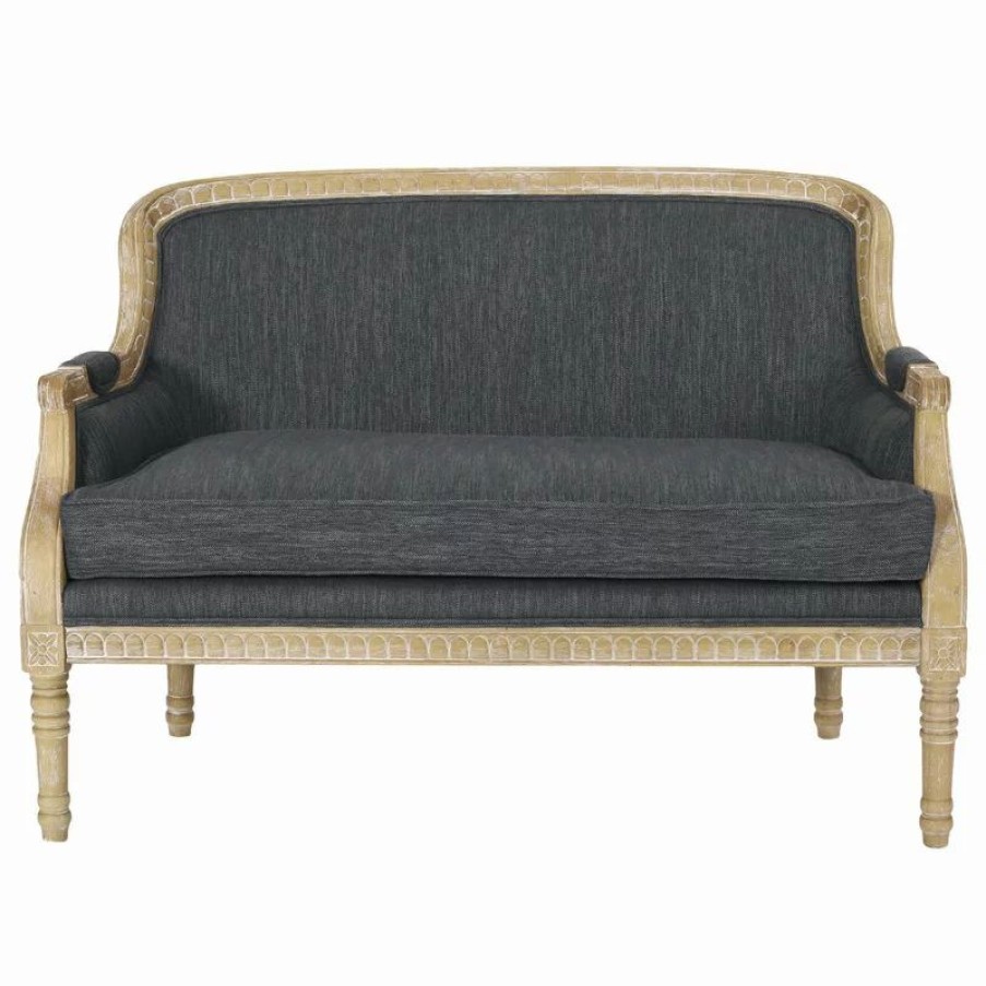 Sofas & Sectionals * | Gdfstudio Alton Fabric Upholstered Loveseat, Charcoal And Natural