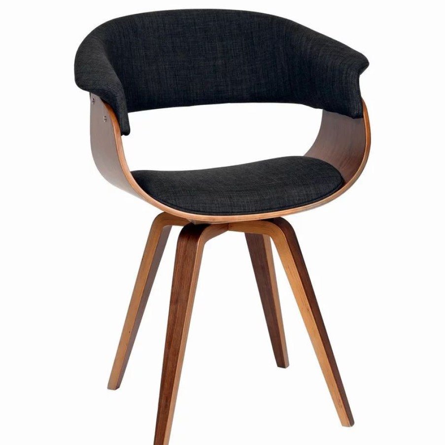 Chairs * | Armen Living Summer Dining Room Chair, Fabric And Wood, Charcoal And Walnut