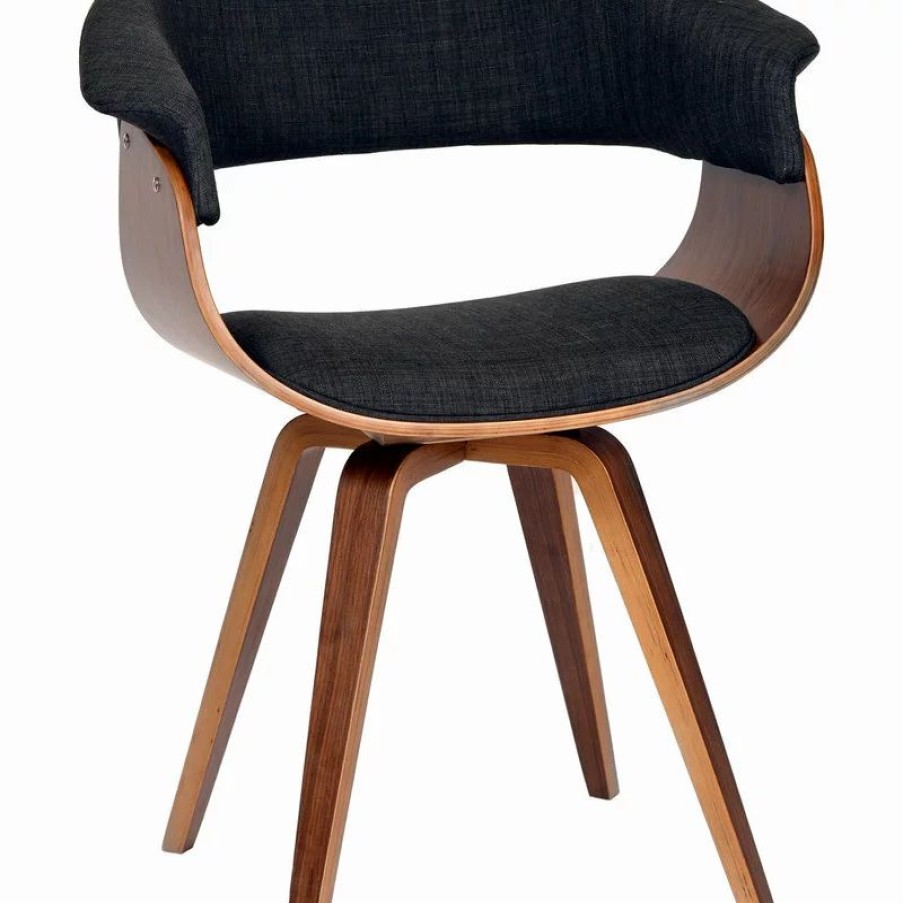 Chairs * | Armen Living Summer Dining Room Chair, Fabric And Wood, Charcoal And Walnut