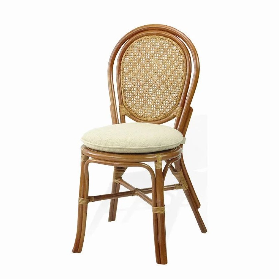 Chairs * | Sk New Interiors Denver Dining Rattan Wicker Armless Side Chair W/Cream Cushion, Handmade, Coloni