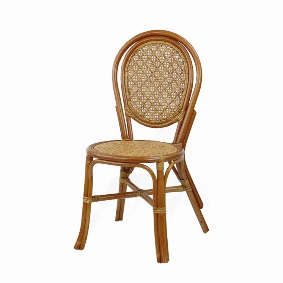 Chairs * | Sk New Interiors Denver Dining Rattan Wicker Armless Side Chair W/Cream Cushion, Handmade, Coloni