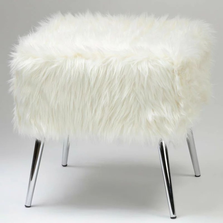 Footstools & Ottomans * | Cortesi Home Olivia White Faux Fur Ottoman, 20