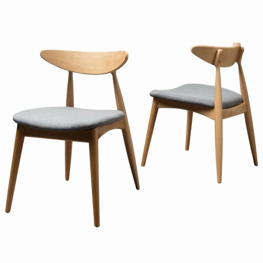 Chairs * | Gdfstudio Gdf Studio Issaic Mid Century Design Wood Dining Chairs, Set Of 2, Gray/Oak