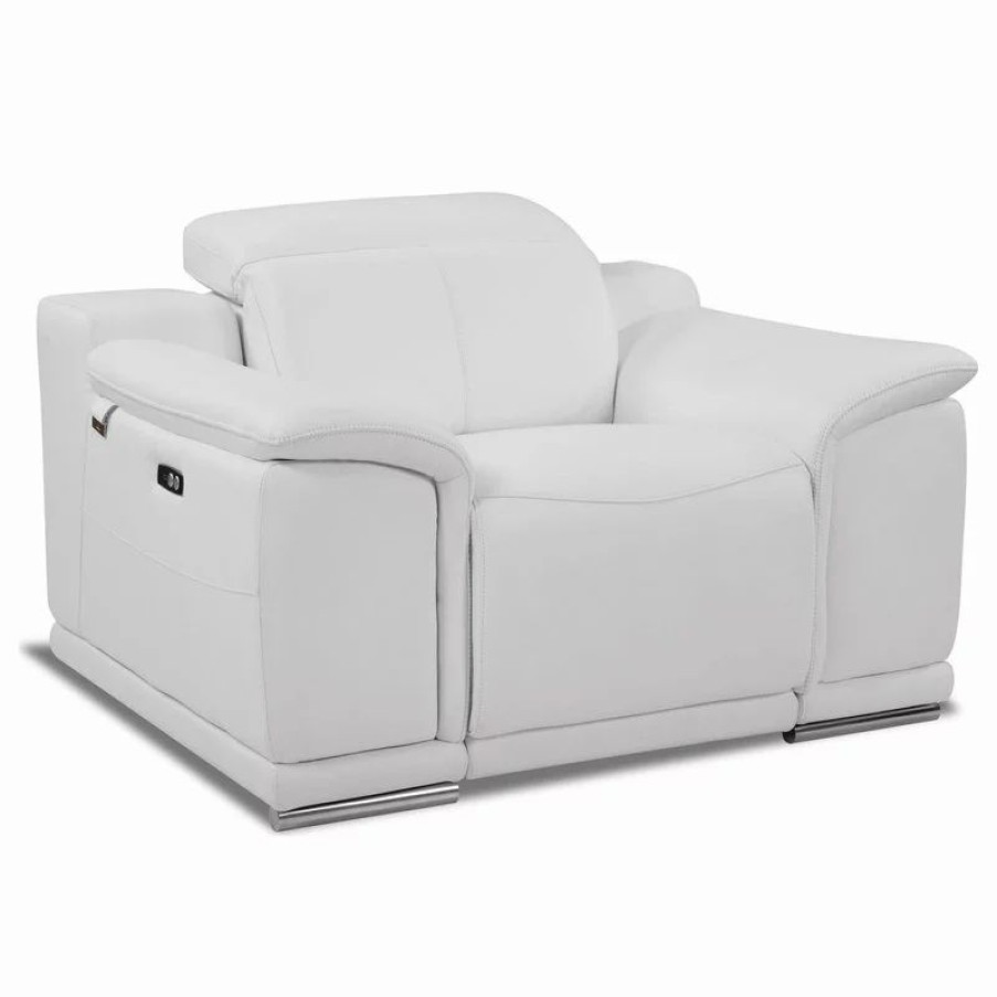 Chairs * | Luxuriant Furniture Veneto Italian Leather Power Reclining Chair, White