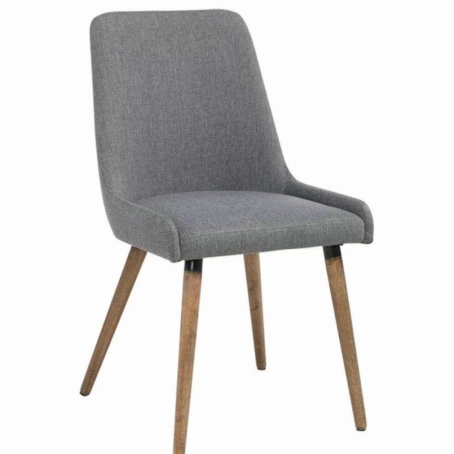 Chairs * | Whi Set Of 2 Upholstered Fabric Chair, Dark Gray And Gray Leg