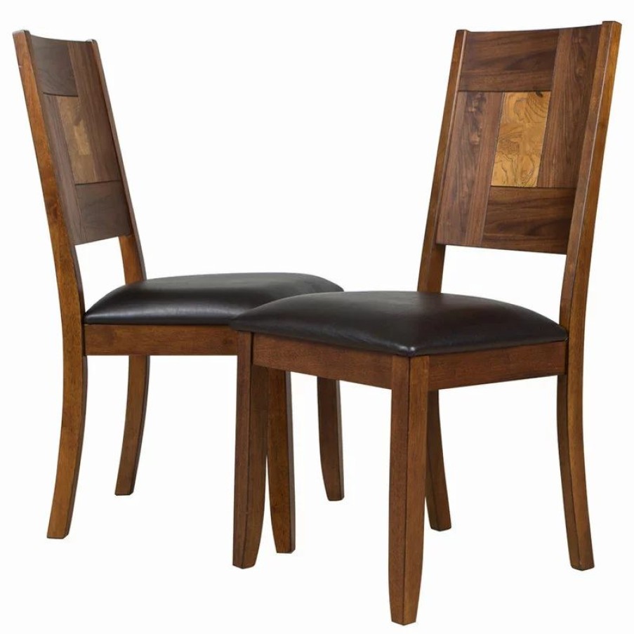 Chairs * | Aw Furniture Modern Side Chair, Set Of 2, Walnut