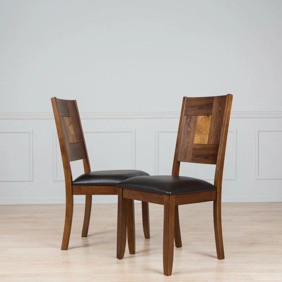 Chairs * | Aw Furniture Modern Side Chair, Set Of 2, Walnut