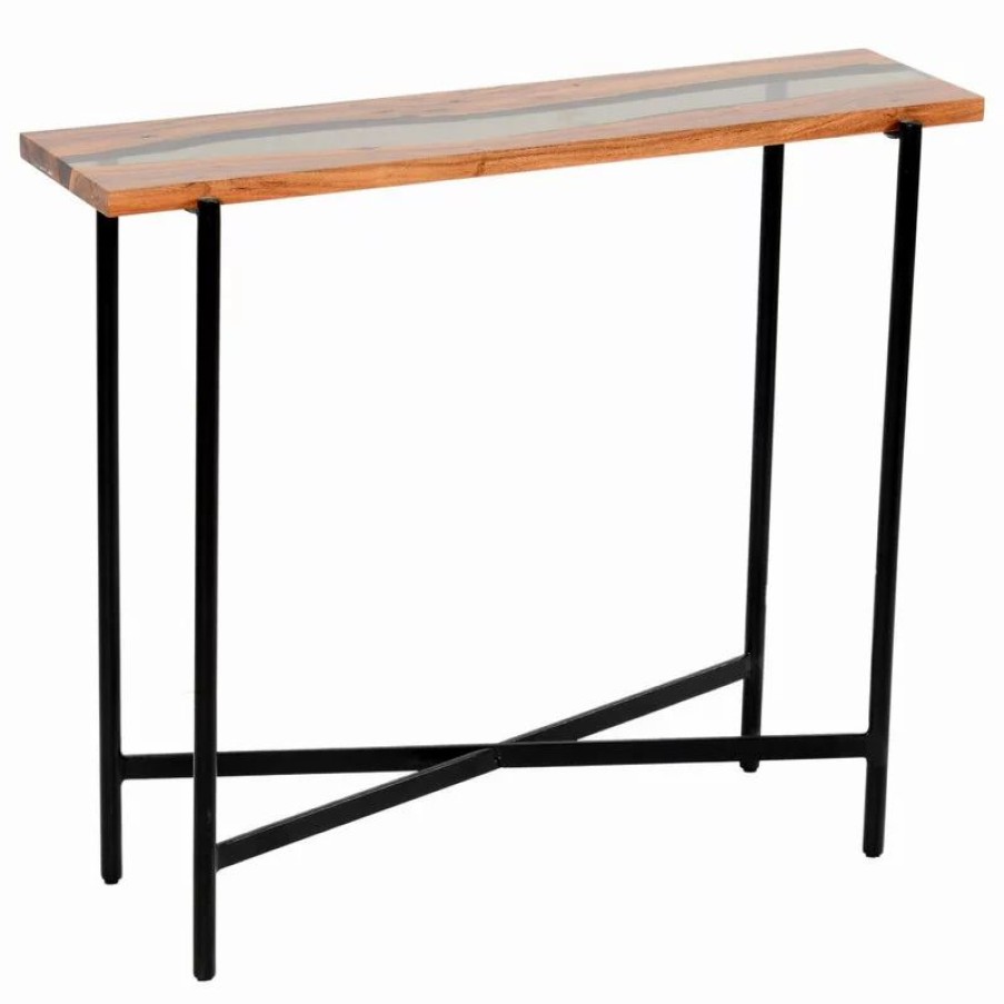 Console Tables * | Bolton Furniture, Inc. Rivers Edge 36 Acacia Wood And Acrylic Narrow Console/Entryway Table