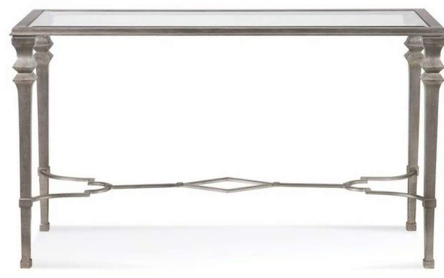 Console Tables * | Bassett Mirror Co. Bassett Mirror Sylvia Console Table In Silver Leaf Finish 1212-400Ec