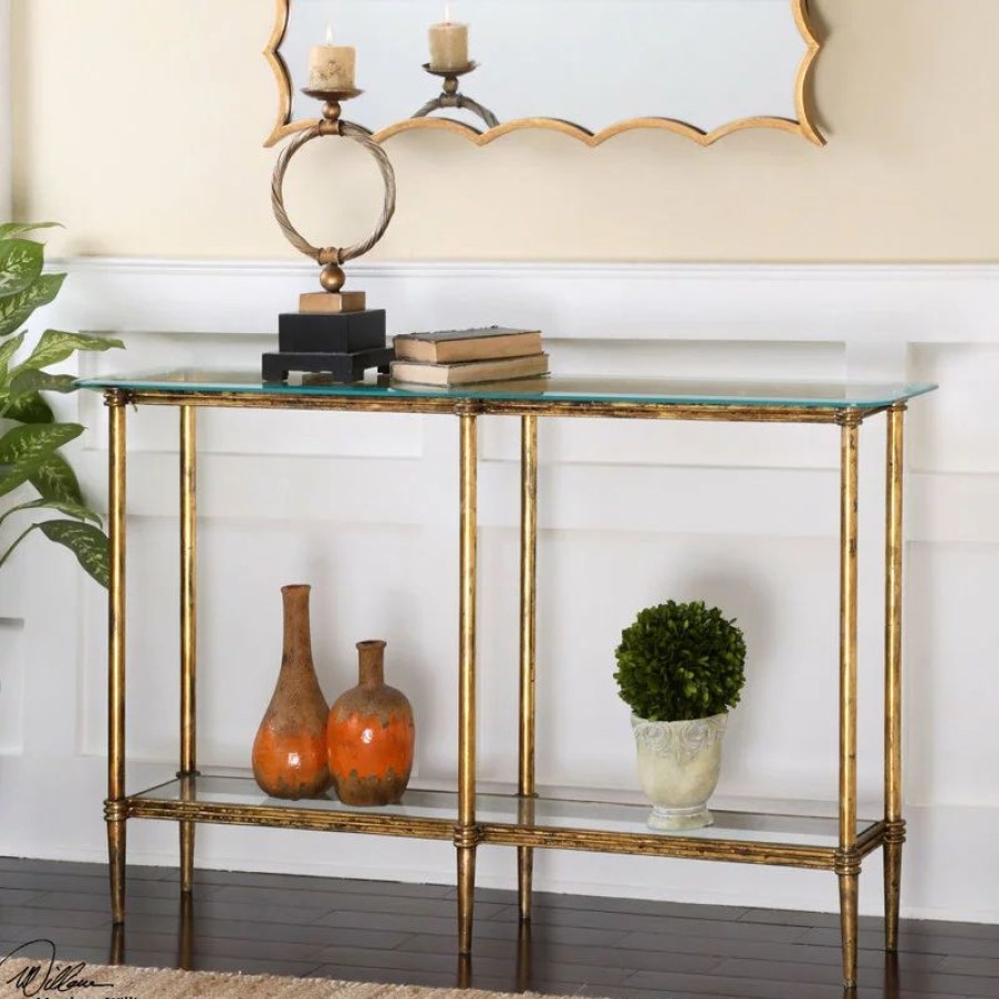 Console Tables * | Uttermost Elenio Glass Console Table