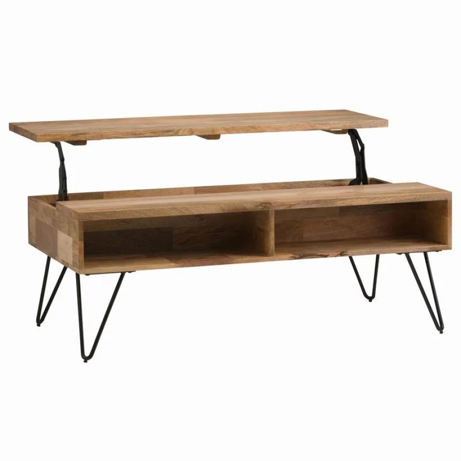 Coffee & Accent Tables * | Simpli Home Ltd. Simpli Home Hunter Mango Wood 48 Rectangle Lift Top Coffee Table In Natural