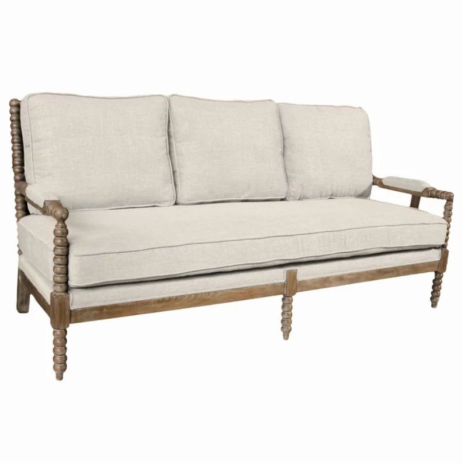 Sofas & Sectionals * | Moti Upholstery Windsor 75 Solid Wood Sofa Upholstered In Linen Fabric, Ivory