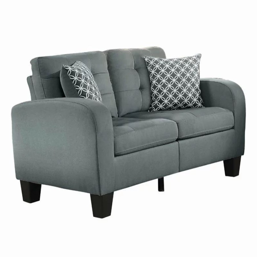 Sofas & Sectionals * | Domain Industries Inc. Lexicon Sinclair Upholstered Loveseat With 2 Pillows In Gray