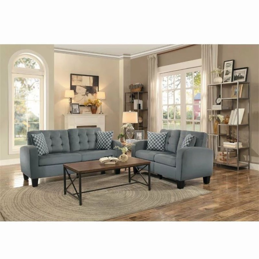 Sofas & Sectionals * | Domain Industries Inc. Lexicon Sinclair Upholstered Loveseat With 2 Pillows In Gray