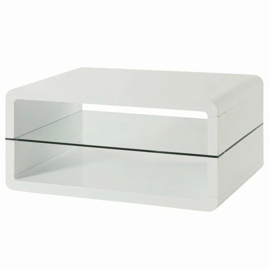 Coffee & Accent Tables * | Coaster Home Furnishings Coaster 2 Shelf Coffee Table In Glossy White