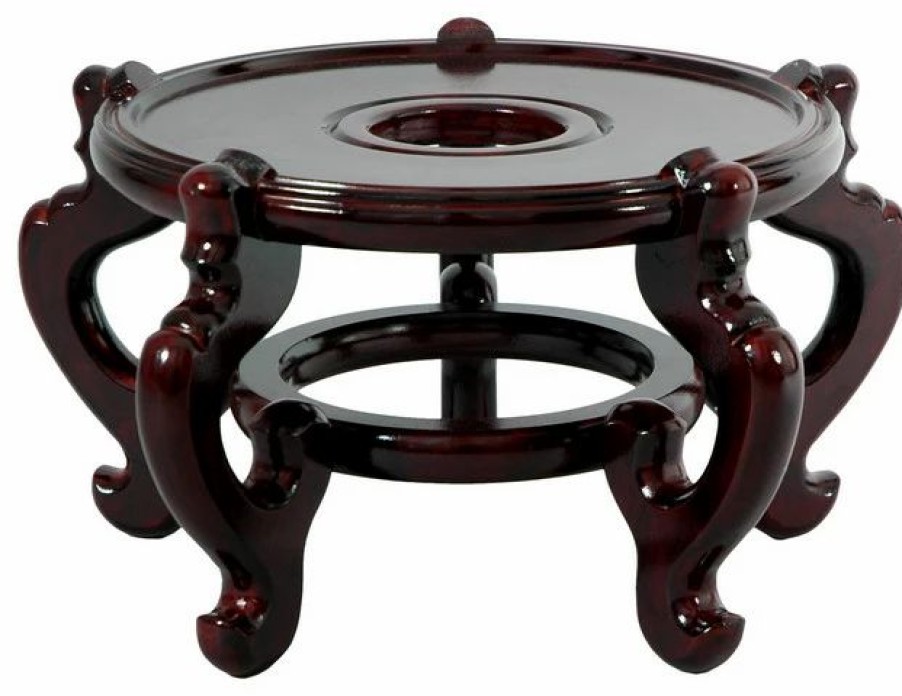 Coffee & Accent Tables * | Oriental Furniture Rosewood Fishbowl Stand, Size 10.5 Base Diameter