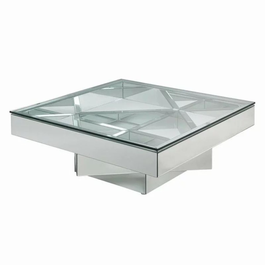 Coffee & Accent Tables * | Acme Furniture Acme Meria 40 Square Glass Top Mirrored Coffee Table