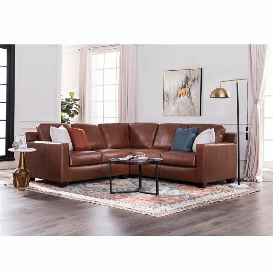 Sofas & Sectionals * | Nice Link Home Furnishings Lauren Leather 2 Piece Sectional In Camel