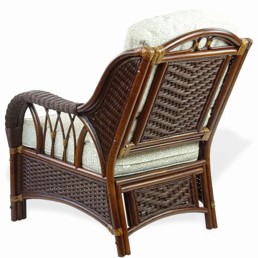 Chairs * | Sk New Interiors Alexa Living Armchair With Cushion, Natural Wicker, Dark Walnut