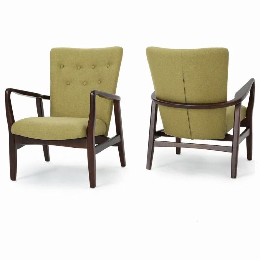 Chairs * | Gdfstudio Gdf Studio Suffolk French Style Fabric Arm Chairs, Wasabi, Set Of 2