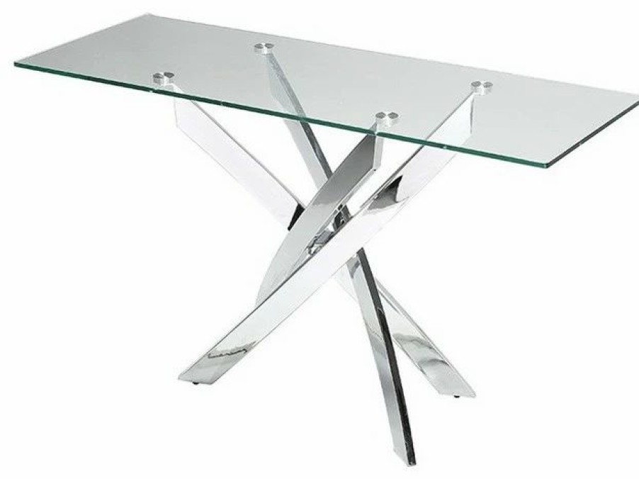 Console Tables * | Vig Furniture Inc. Modrest Pyrite Modern Glass Console Table