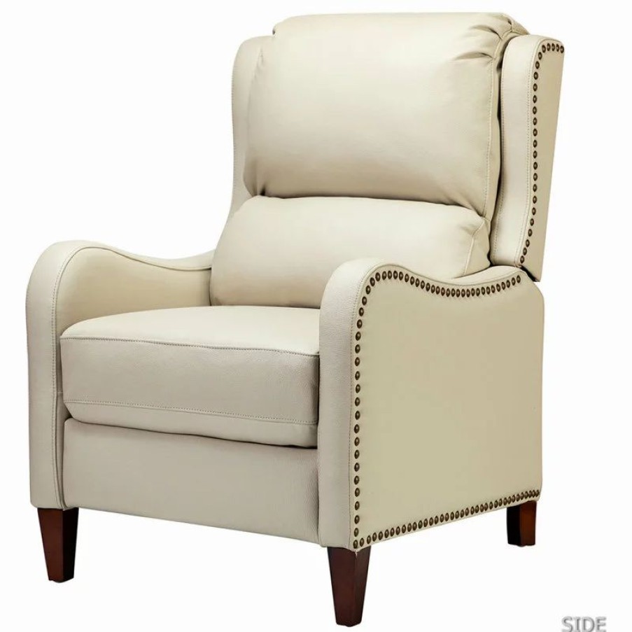 Chairs * | Karat Home Genuine Leather Cigar Recliner With Wingback, Beige