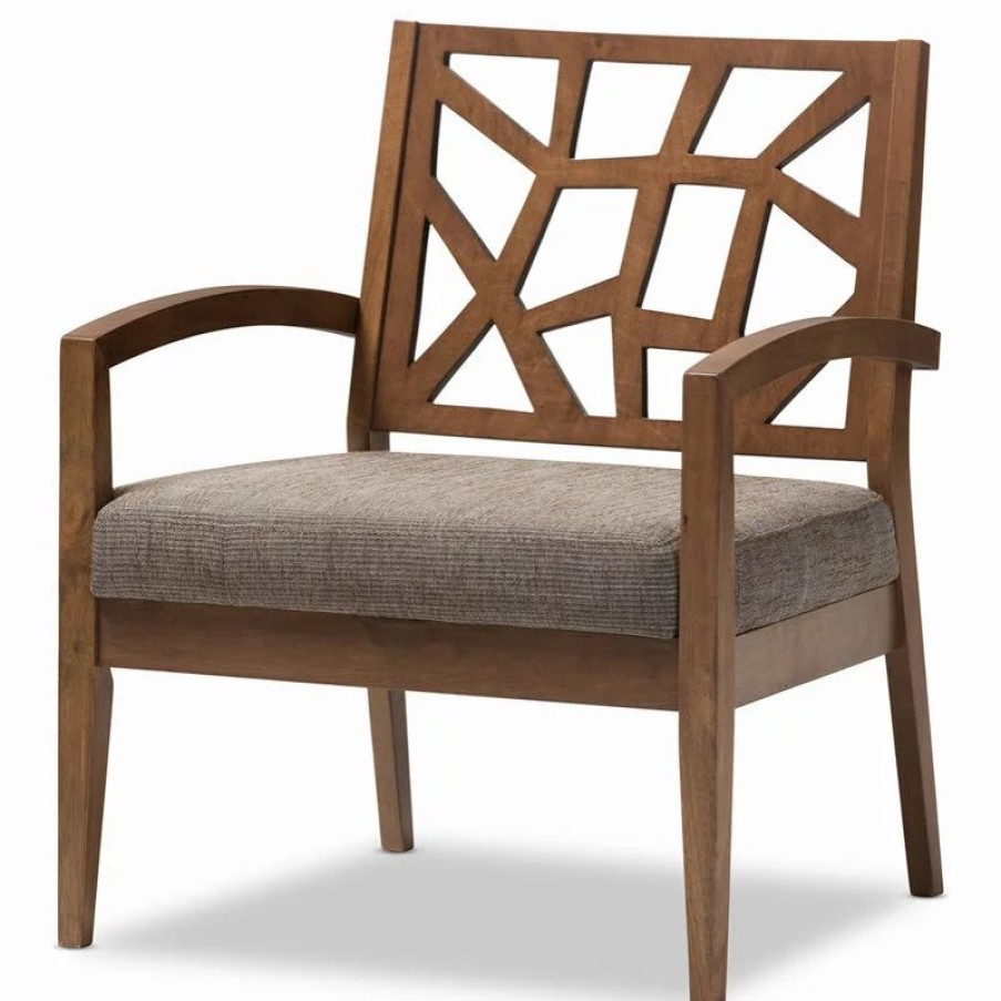 Chairs * | Baxton Studio Jennifer Modern Lounge Chair With "Gravel" Fabric Seat