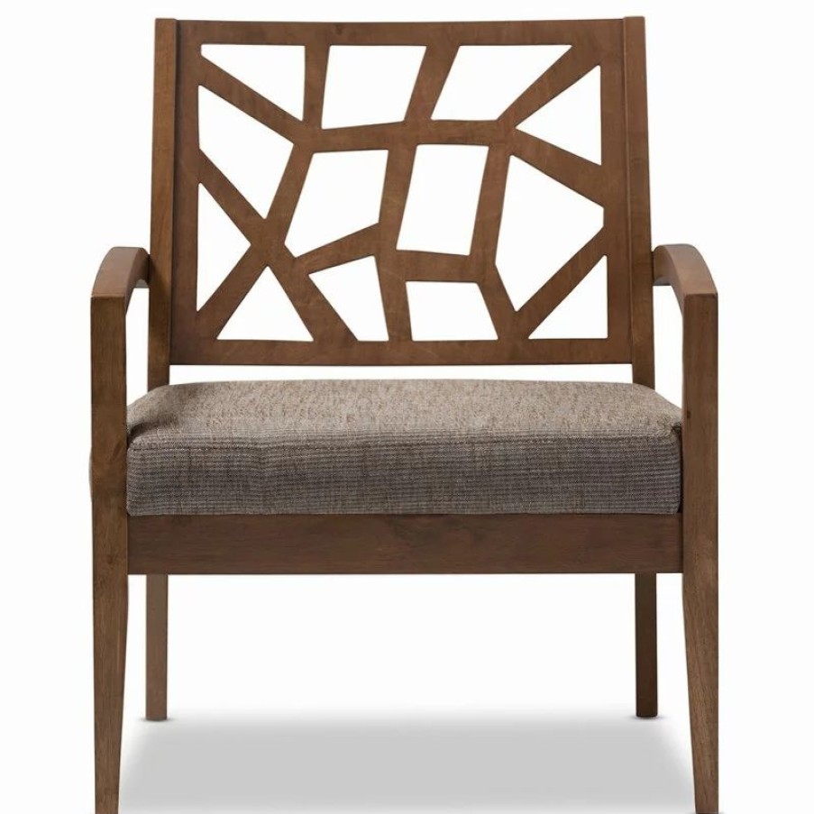 Chairs * | Baxton Studio Jennifer Modern Lounge Chair With "Gravel" Fabric Seat