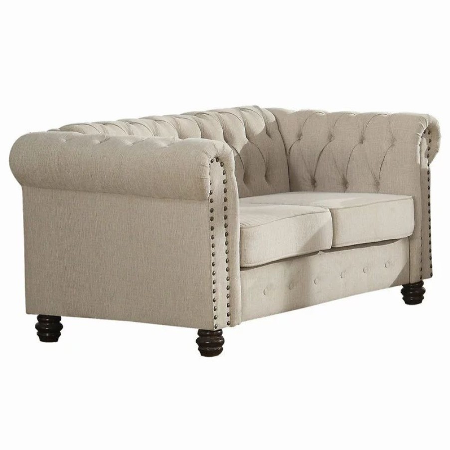 Sofas & Sectionals * | Best Master Furniture Venice Upholstered Living Room Loveseat, Beige