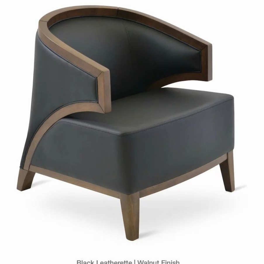 Chairs * | Sohoconcept Mostar Arm Chair, Black Leatherette