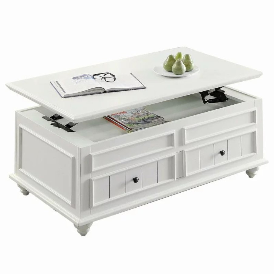 Coffee & Accent Tables * | Acme Furniture Natesa Coffee Table With Lift Top, White Washed