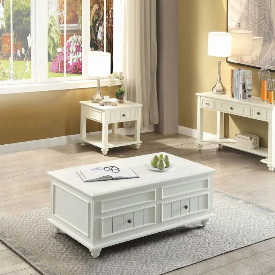 Coffee & Accent Tables * | Acme Furniture Natesa Coffee Table With Lift Top, White Washed