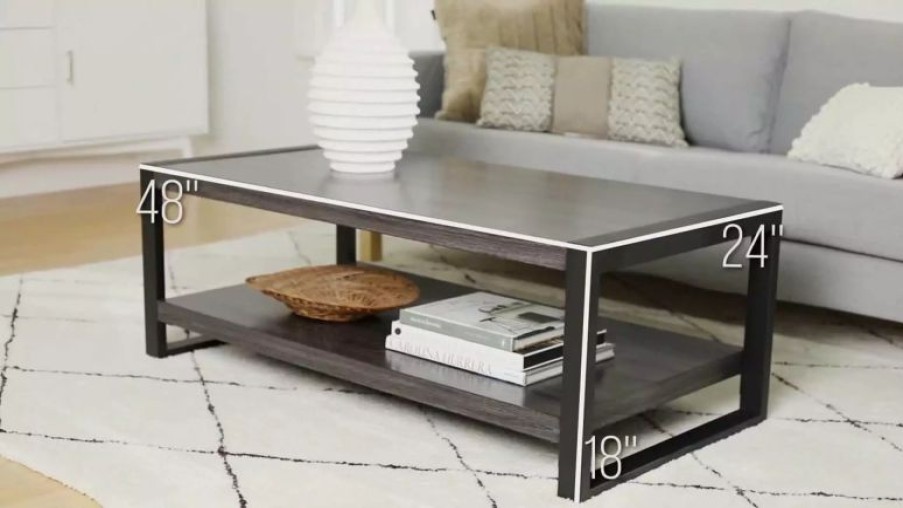 Coffee & Accent Tables * | Walker Edison Angelo:Home 48 Industrial Coffee Table Charcoal