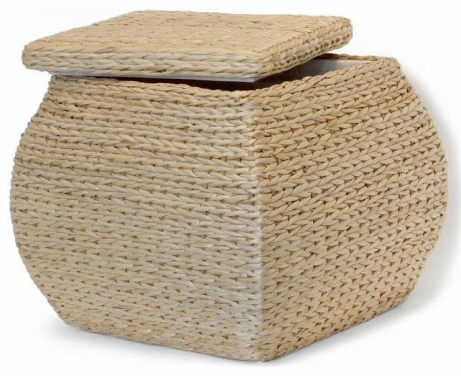 Footstools & Ottomans * | Baum Square Rush Lined Storage Ottoman With Lift-Off Lid Natural