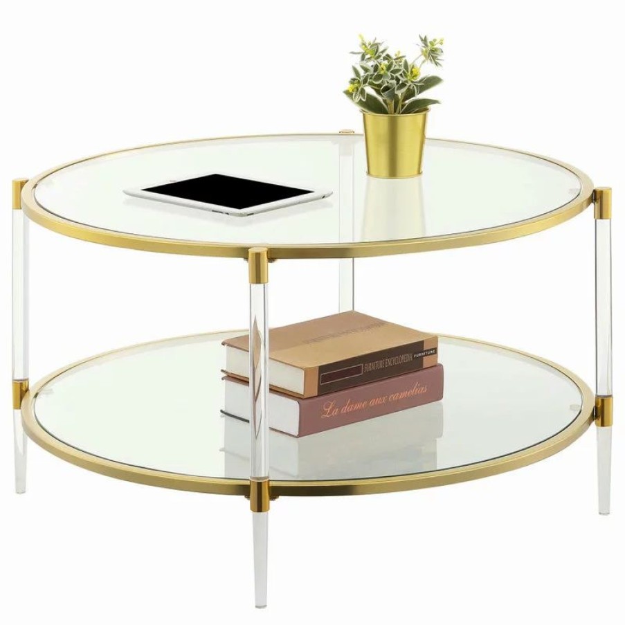 Coffee & Accent Tables * | Convenience Concepts Royal Crest 2 Tier Acrylic Glass Coffee Table S14-129