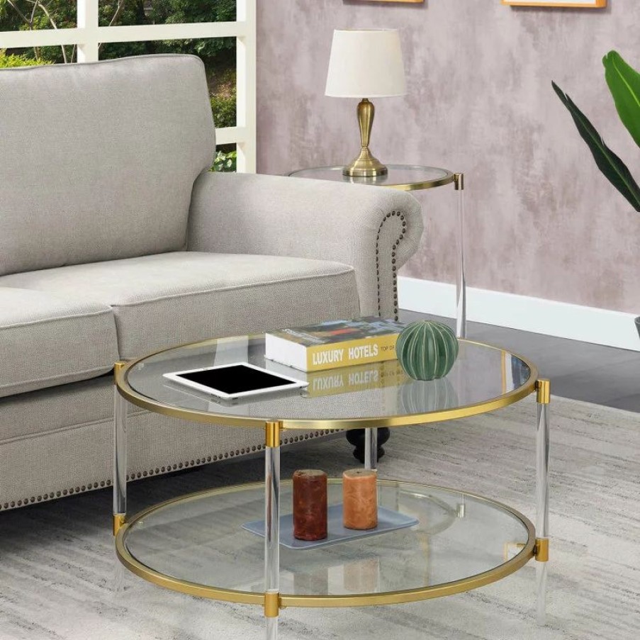 Coffee & Accent Tables * | Convenience Concepts Royal Crest 2 Tier Acrylic Glass Coffee Table S14-129