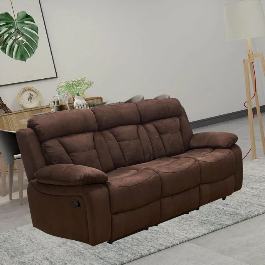 Sofas & Sectionals * | Betsy Furniture Microfiber Reclining Sofa, Brown