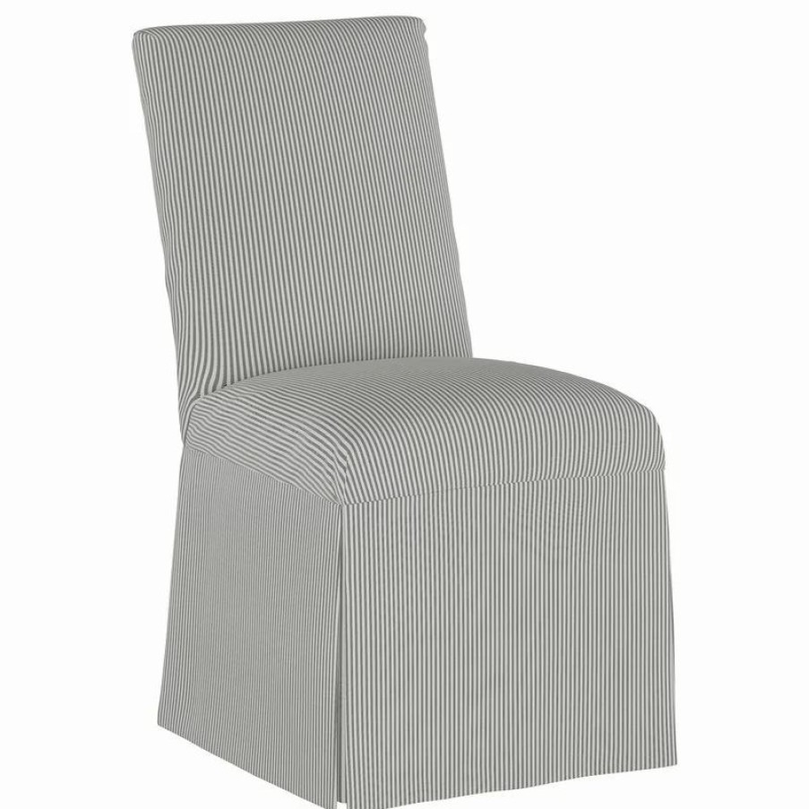 Chairs * | Skyline Furniture Mfg Inc Zachary Slipcover Dining Chair, Oxford Stripe Charcoal