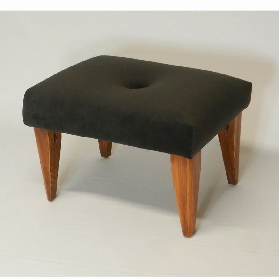 Footstools & Ottomans * | Concept Designs, Llc Tufted Suede Footstool, Black