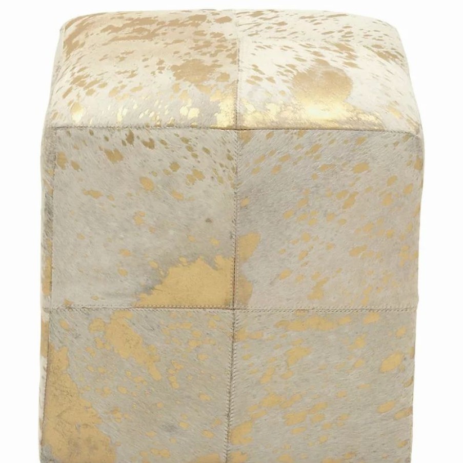 Footstools & Ottomans * | Brimfield & May Contemporary Gold Leather Stool 95947